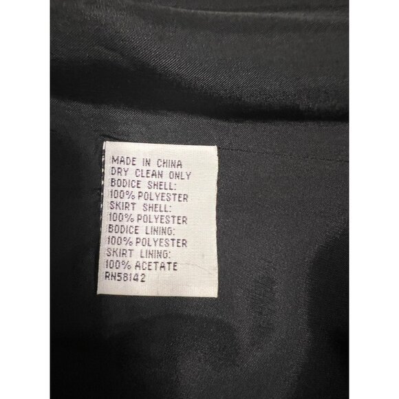 Talbots Long Formal Dress 12 Black Sequin Top Short Sleeve Flowy Wedding Party - Picture 10 of 12